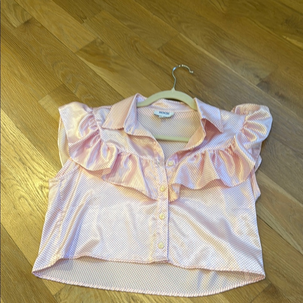 KOCH pink polka dot blouse XS